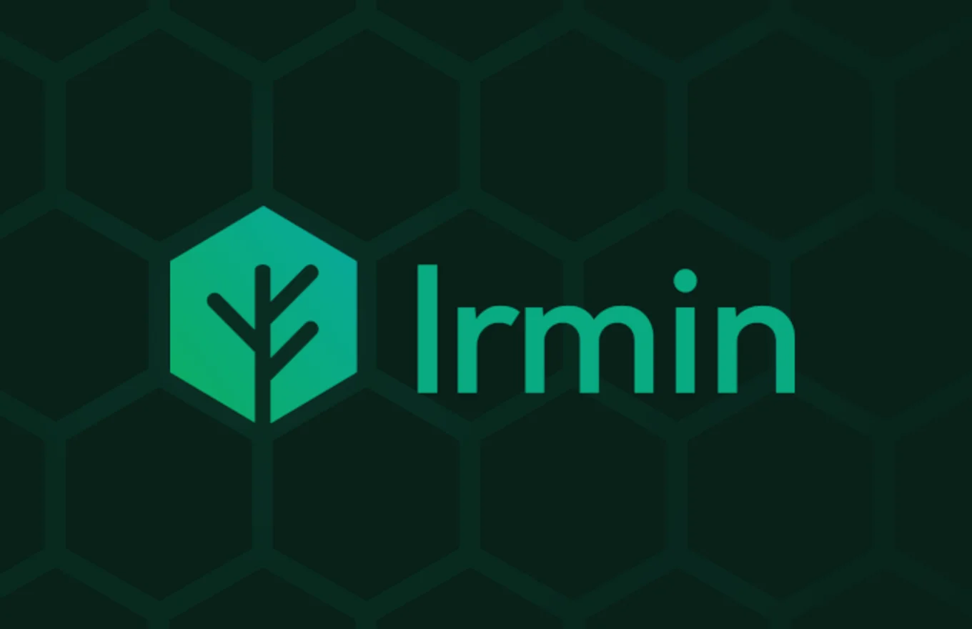 Green hexagon with tree, text: "Irmin"